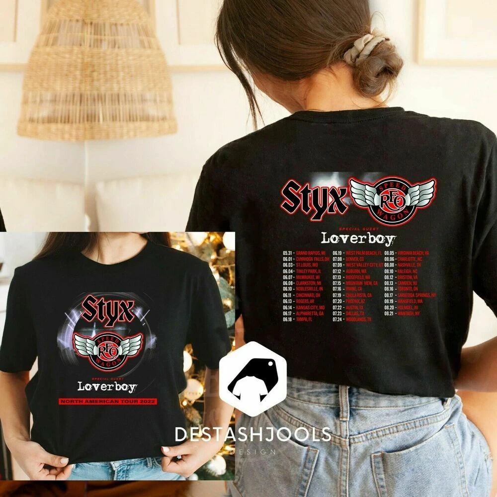 Styx North American Tour 2022 Double Sided Men T Shirt S-3xl Cotton -  Tailor-made T-shirts - AliExpress