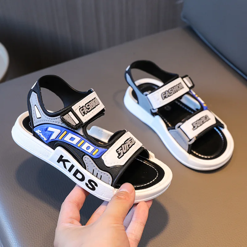 Kids' Sandals Korean Style Cute Cartoon Soft-Sole Outdoor Anti-Slip Sandals with Velcro for Boys, kids shoes,children sandals,kids sandals