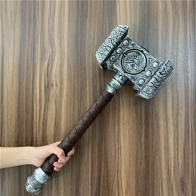 let accent Sky FC Primitive Tribe Fighting Hammer 1:1 Cosplay War Beast Sacrifice Hammer  Prop Cos Fighting Hammer Safety PU Weapon Gift 63cm