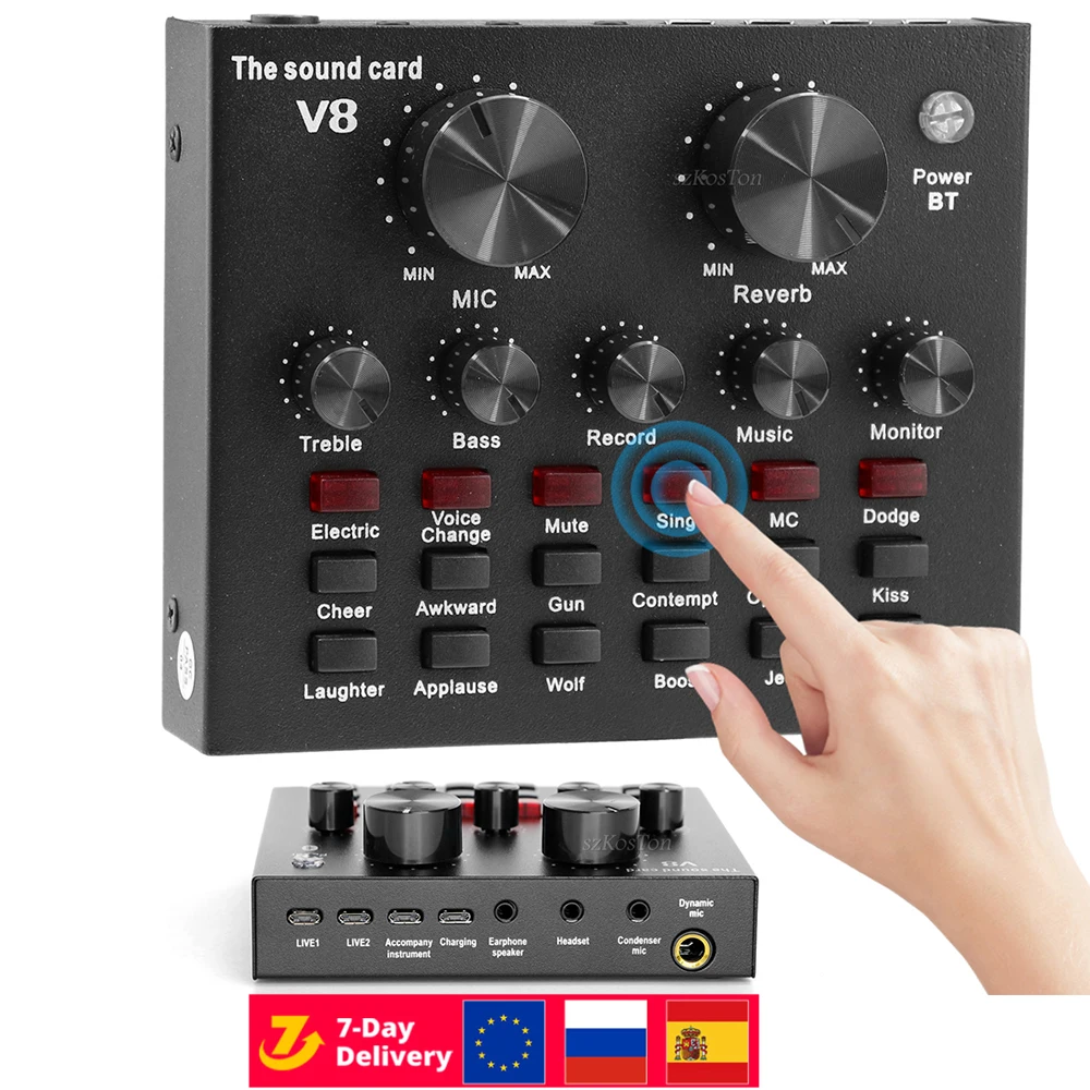V8 Sound Card DJ Studio Audio Interface Mixing Console Recording v8-sound-card-dj-studio-audio-interface-mixing-console-recording