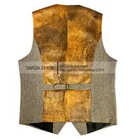 Mens Suit Brown Vest Lapel Neck Wool Waistcoat Casual Formal Double-breasted Business Slim Fit Vest Groomman For Wedding 2