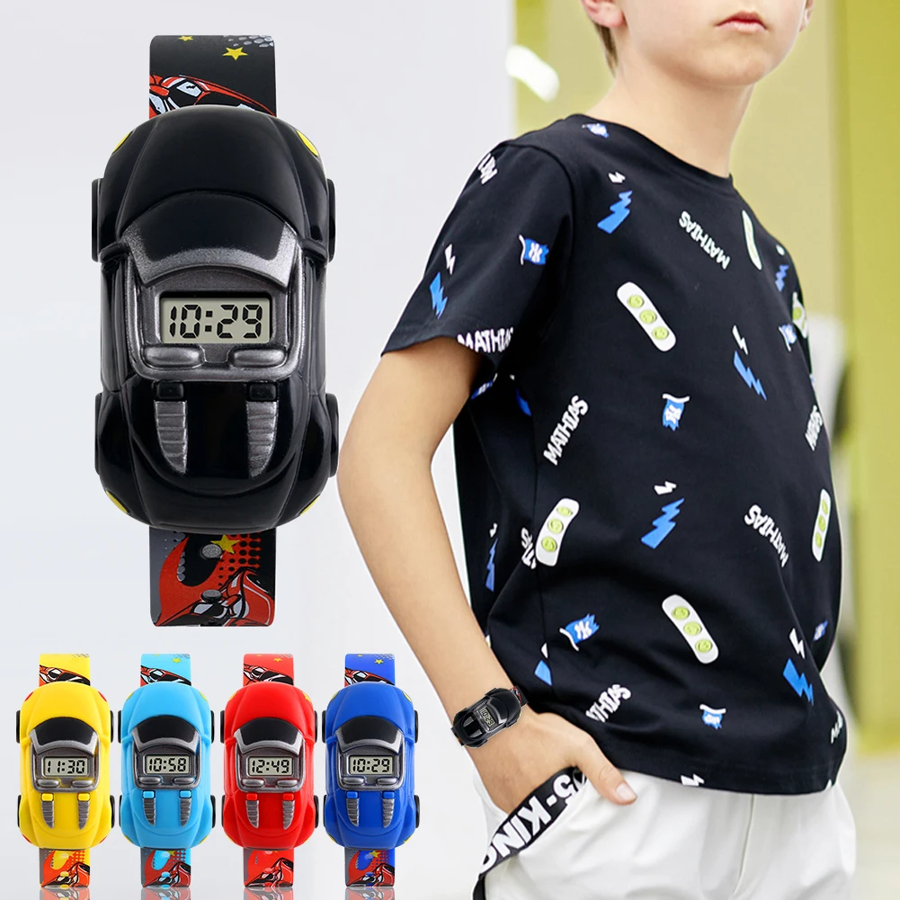 Cartoon Car Children Watch Toy for Boy Baby Fashion Electronic Watches Innovative Car Shape Toy Watch Kids Xmas Gift 3