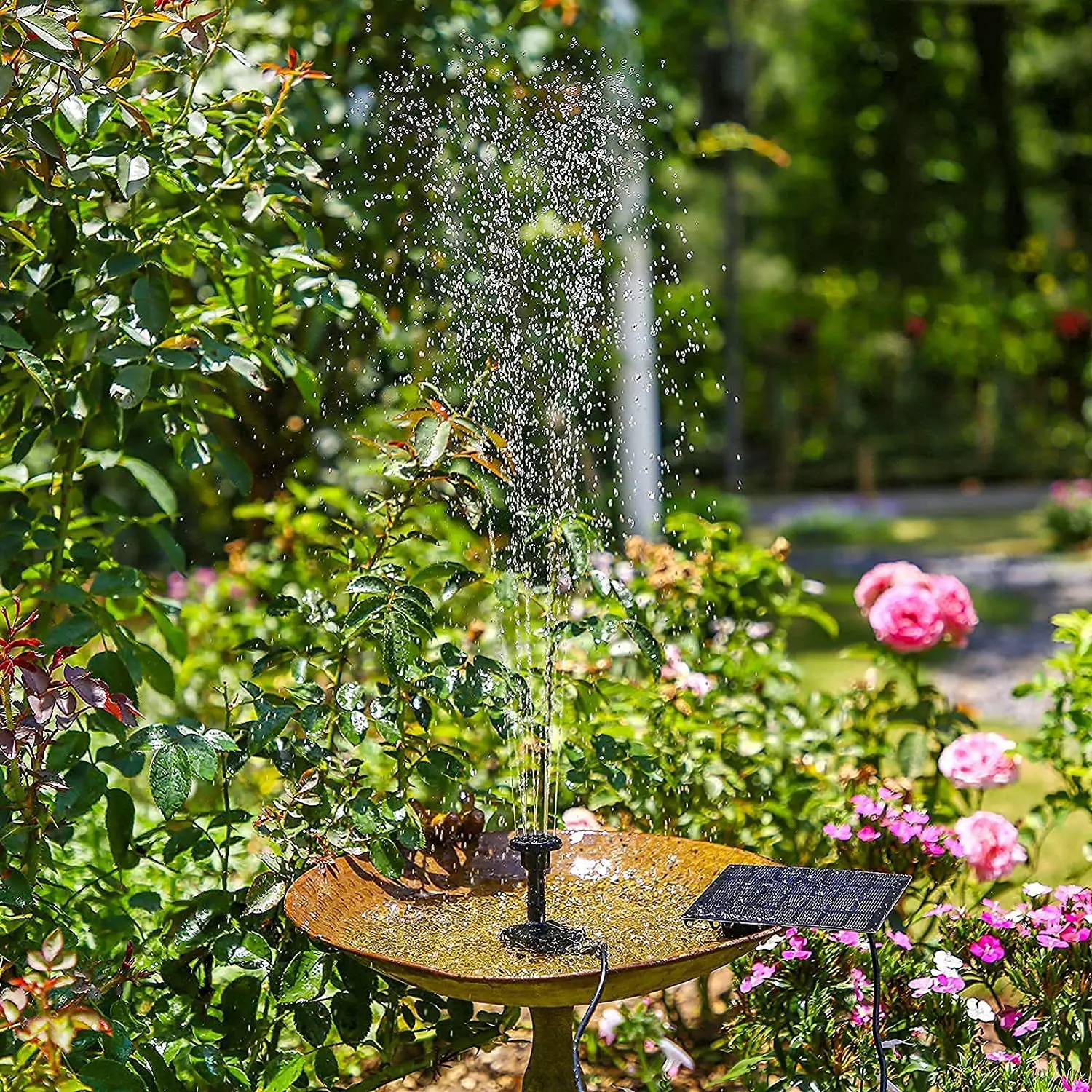 Solar Fountain Solar Fountain Pump Solar Water Pump AISITIN DIY Solar Water Pump Kit with 6 Nozzles DIY Water Feature Outdoor Fountain for Bird Bath Ponds Garden and Fish Tank