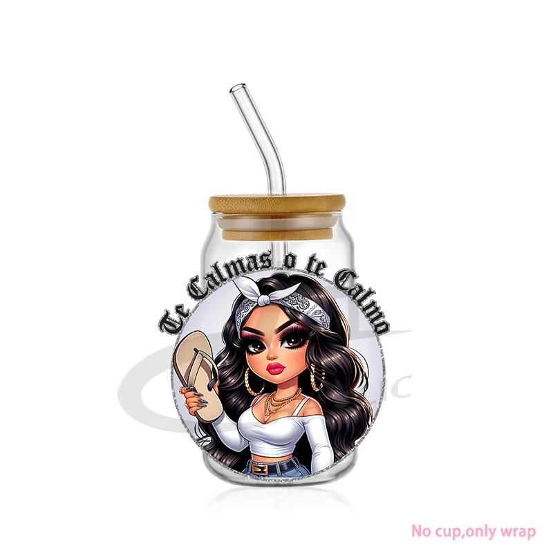 Mama Chingona Latina Decal Bundle Glass Can Wrap Gift For Mom Libbey Wrap Girl Mom Era Mother&rsquo;s Day UV DTF Cup