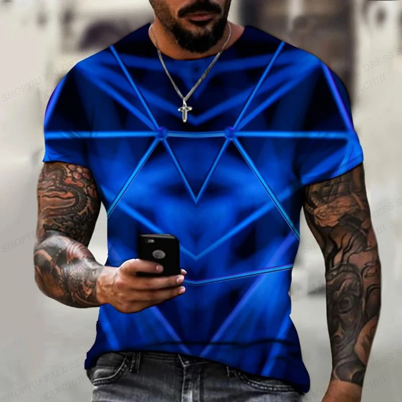 Diamond 3D Printed T-shirt Men Fashion Short Sleeve Tshirt Outdoors Round Neck Tshirt Oversized Tops Tees Stereoscopic Clothing_voghion.com