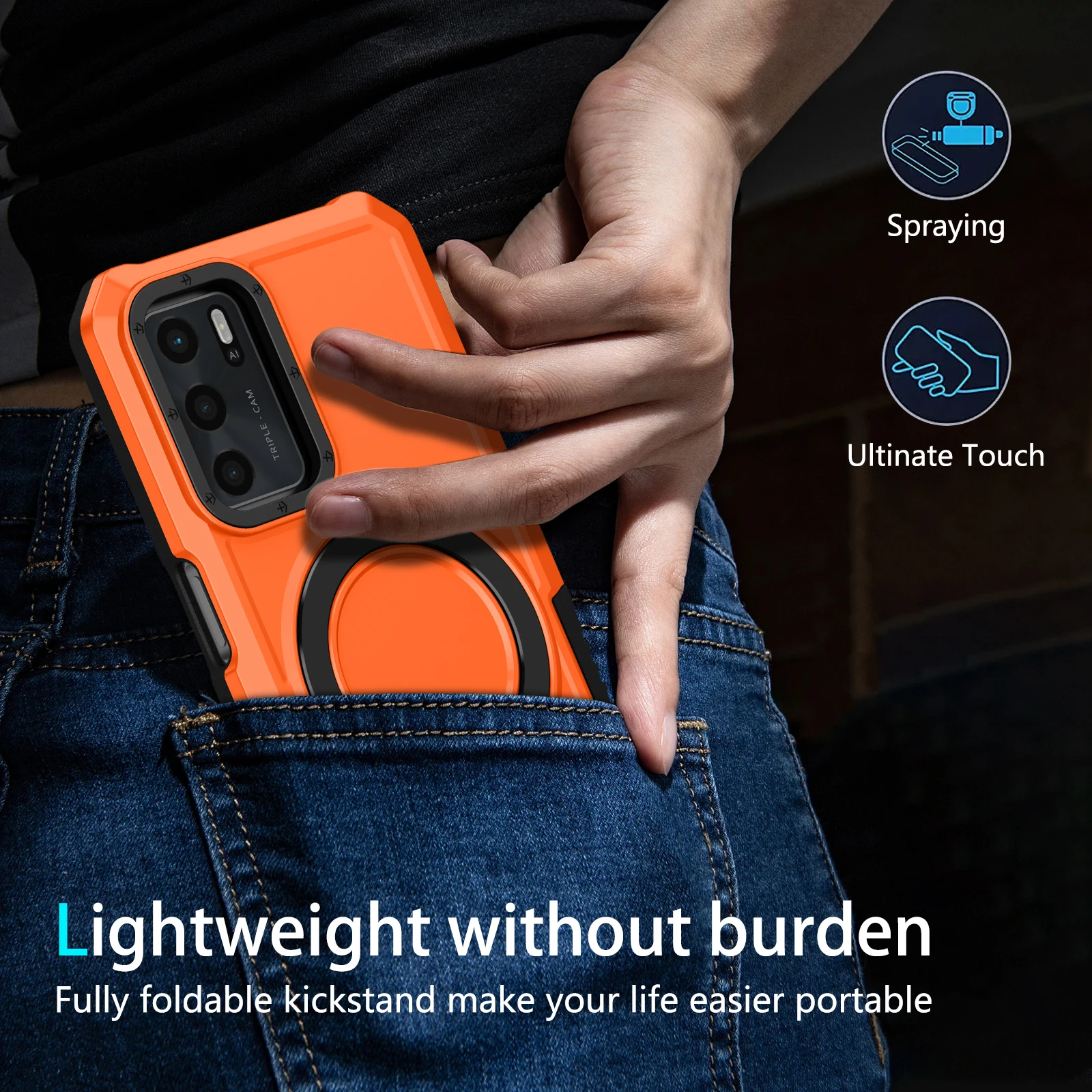Shockproof Armor Ring Stand Case with Enhanced Durability and Versatile Design