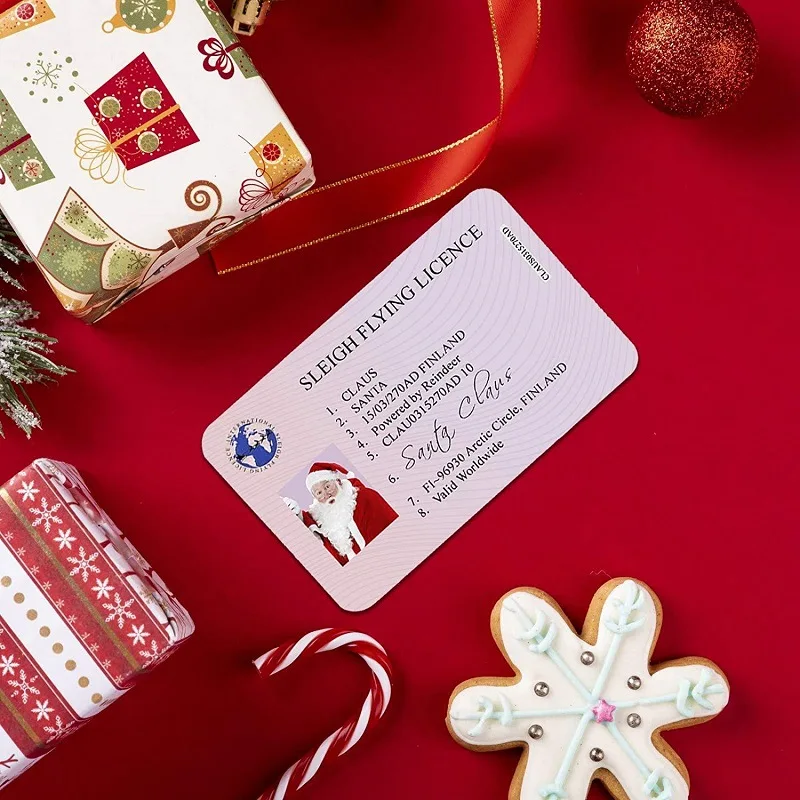 Santa Claus Flying Licence Card Christmas Eve Driving Licence Christmas Gift Children Kids Xmas Decoration