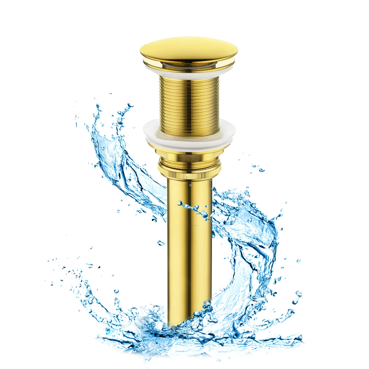 

Gold Pop Up Drain Button Bathroom Basin Sink Waterlet High Quality Click-clack Pop up With Overflow Hole Desighn Easy Clean