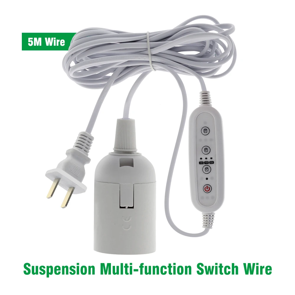 Grow Light Lamp Holder Converter Hoisted E27 Lamp Holder 2M 4M 5M Wire With Timing Switch For Indoor Plant Grow Bulb