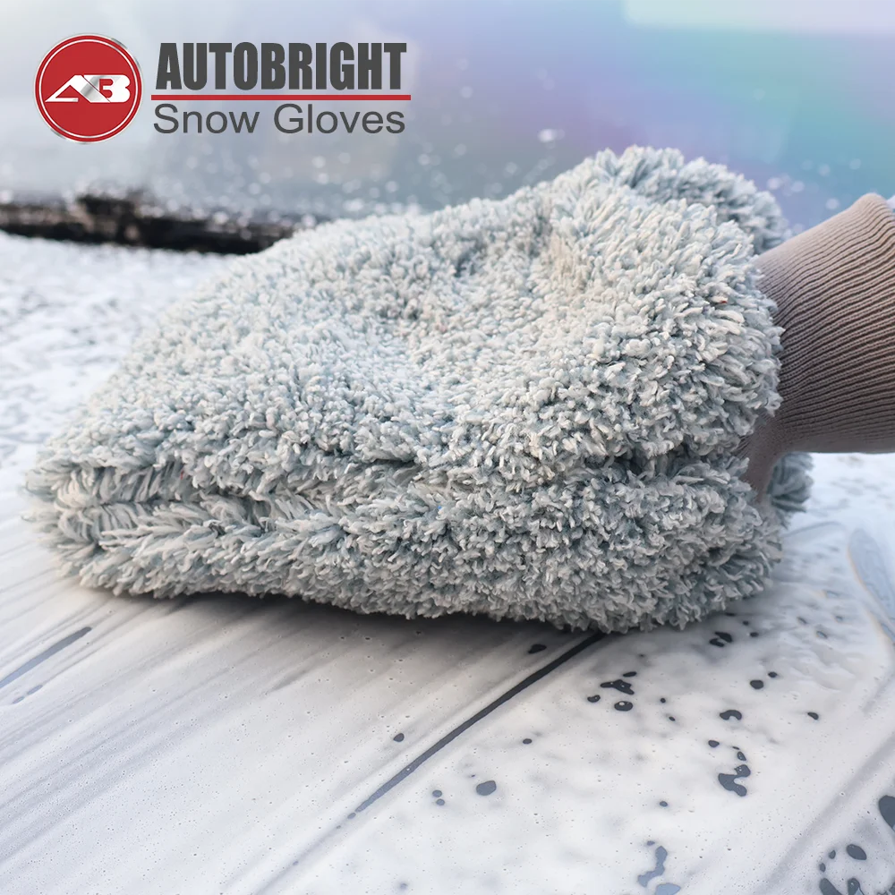 Car Wash Mitt Thick Scratch-Free High Absorbency Soft Microfiber Glove for Car Cleaning Detailing Snow Gloves