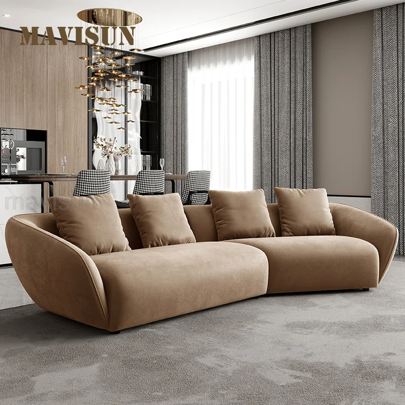 Italianstyle Washfree Technology Cloth Sofa Curved Modern Minimalist