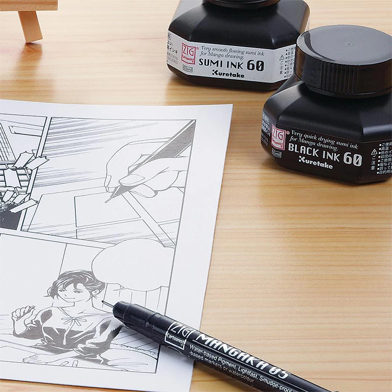 Japanese kuretake ZIG cartoonist manga special ink watercolor pen dipping pen painting design white ink 60ml waterproof