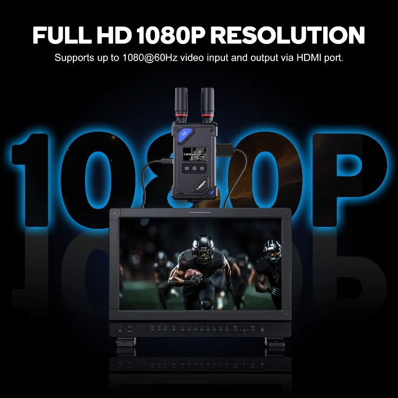 HDMI-Compatible Wireless Extender Kit Video Transmitter Receiver for Home Gaming Cameras Supported with NP-F Series Batteries