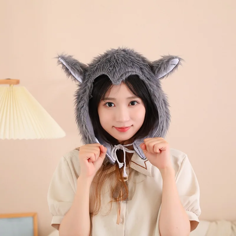 Halloween Gray Wolf Hats With Gloves Set Men Women Funny Headwear Festival Carnival Party Animal Cosplay