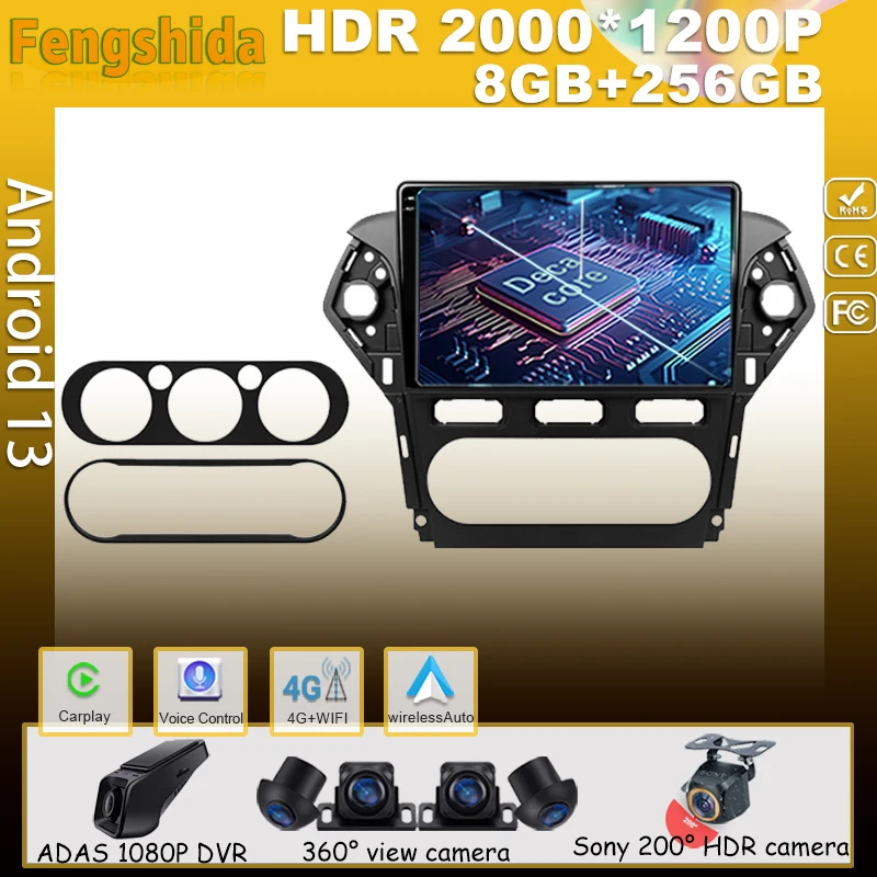 

Автомобильная навигация Android для Ford Mondeo 4 2010 - 2014 автомобильное радио No 2din проигрыватель экран головное устройство стерео Carplay WIFI видео QLED