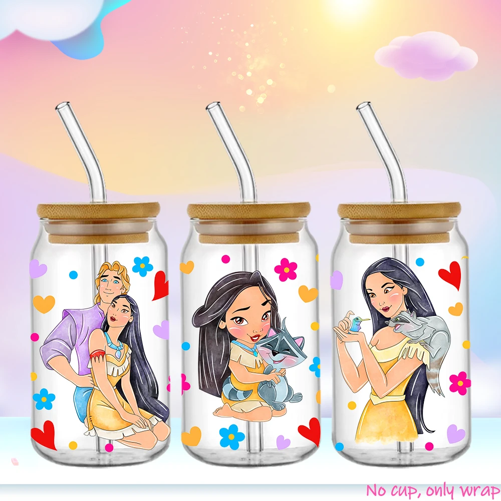 DTF Transfer Sticker Princess UV DTF Printer Cup Wrap Transfers 16oz Princess UV DTF Libbey Wraps