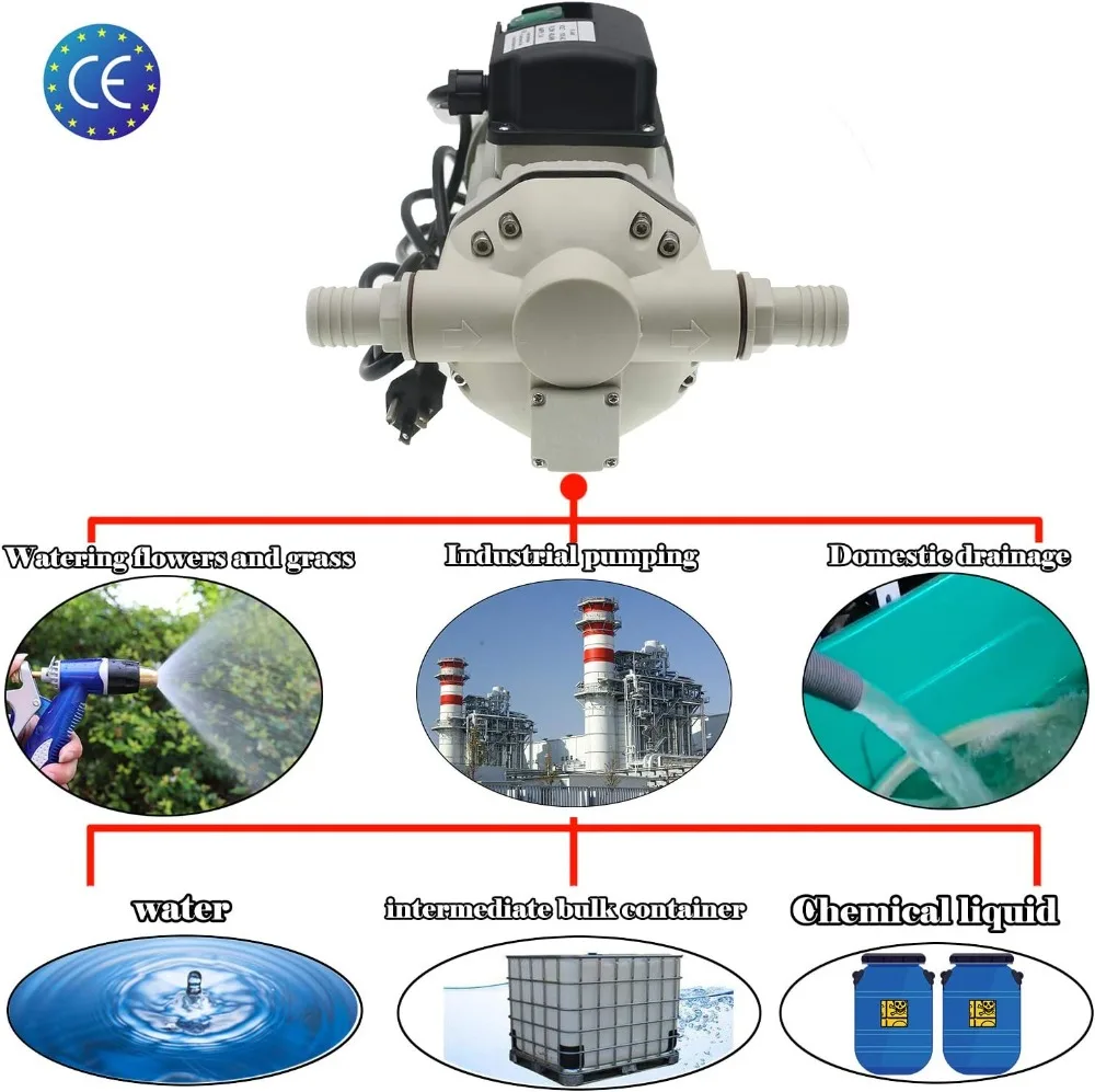 Self Priming Electric Water Pump 350W 10.6GPM 115VAC Diaphragm Irrigation Large Flow Garden Home Use