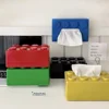 New Creative Building Blocks With Spring Tissue Box Wall-mounted Perforation-free Paper Holder Bathroom Face Towel Box Organizer 2