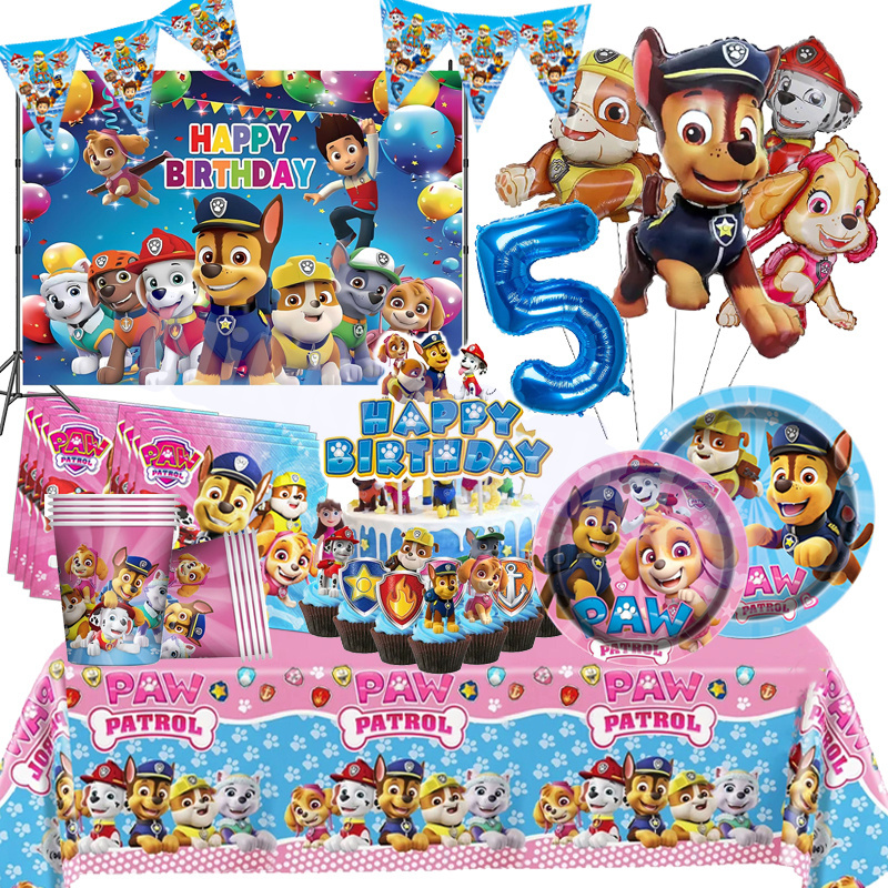 New Paw Patrol Birthday Decoration Dog Party Supplies Tableware Tablecloth Cups Plates Baby Shower supplies