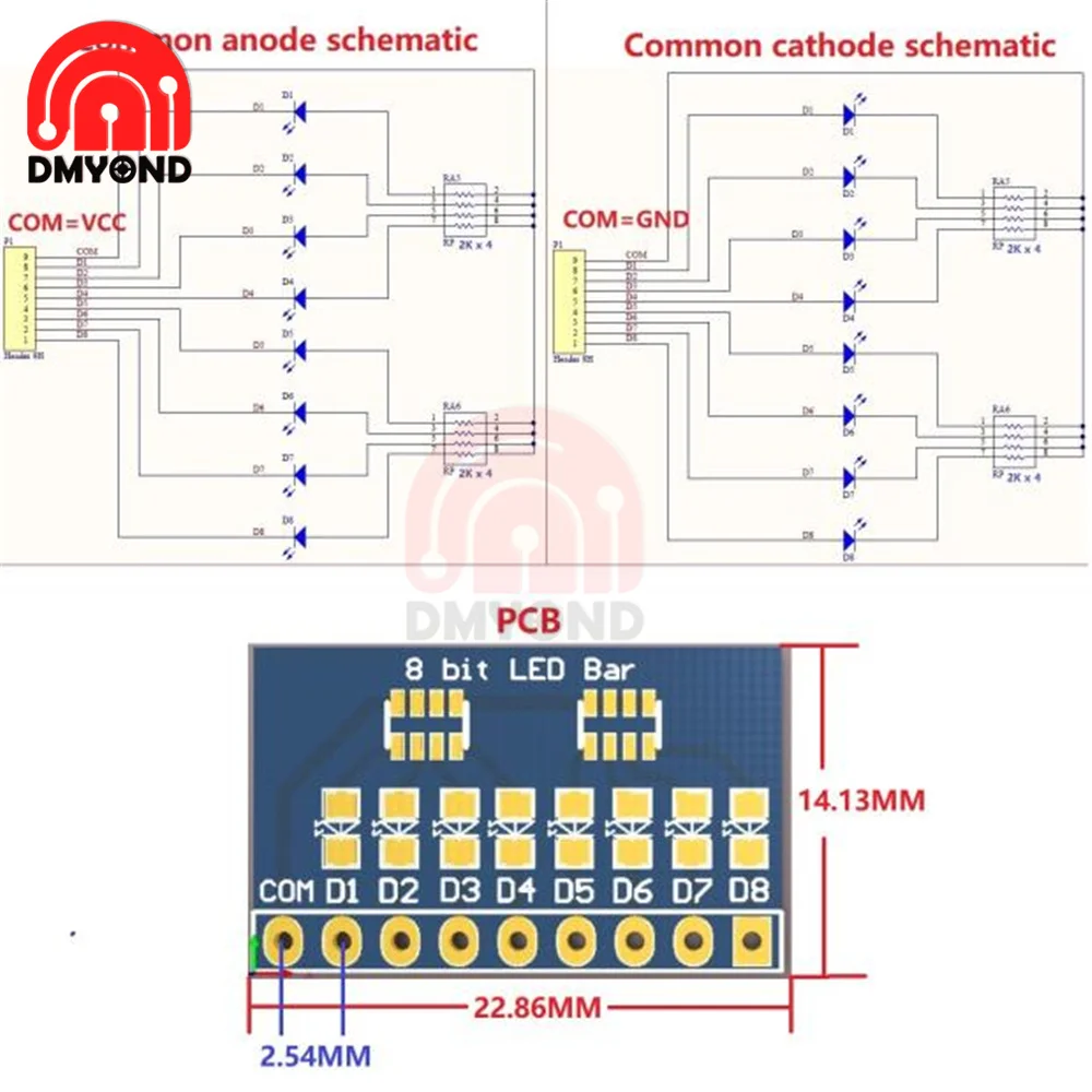 3-24v 8-Bit Blue/Red Common Anode/Cathode Led Indicator Board Starter 1Pcs For Arduino UNO Mini Nano Mega2560 DUE Breadboard