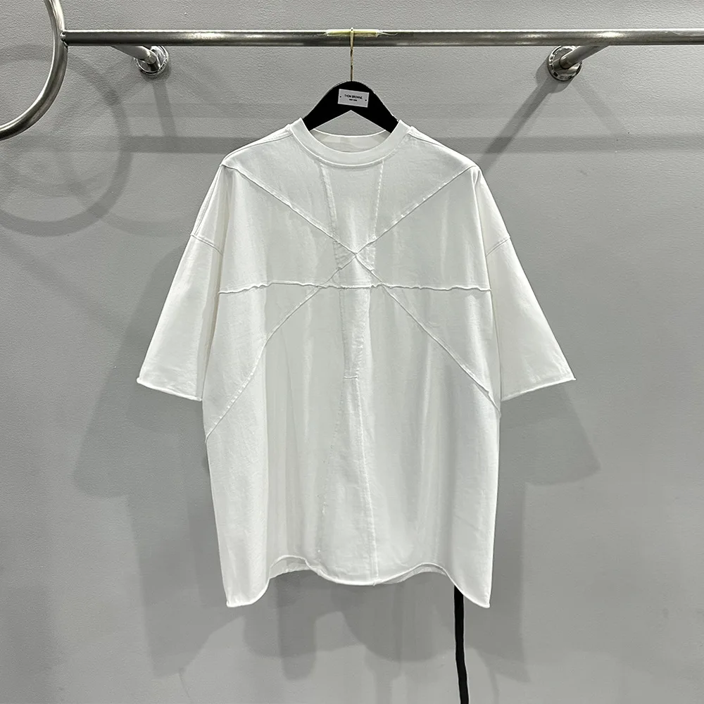 

2024 dark patchwork loose oversized ruffled thick knit top tee t-shirt harajuku sweatshirt Japanese Streetwear
