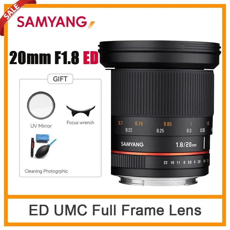 Samyang 20Mm F1.8 Ed As Umc Obiettivo Grandangolare Full Frame Per Sony A/E Canon Nikon Ae M4/3 Pentax K Mount Camera