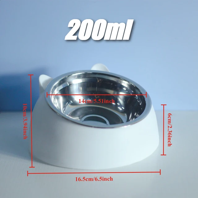 200ml Cat Bowl Lovely Creative Inclined Kitten Puppy Food Feeding Bowls Stainless Steel Cats Drinking Feeder Pet Feeders 6