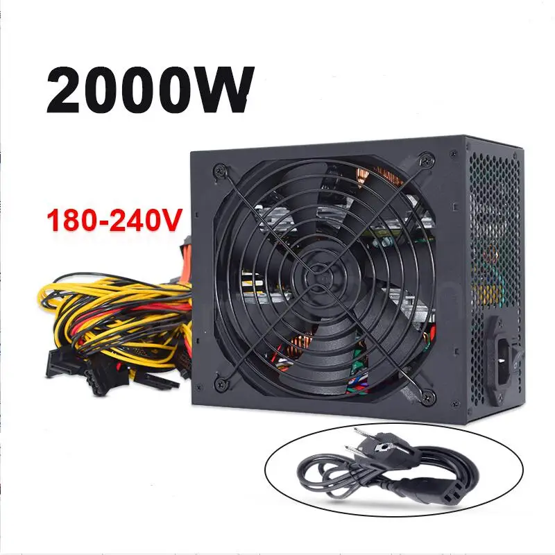 2000W psu atxコンピューター電源,マイニングマシン用,8枚のグラフィックカードをサポート