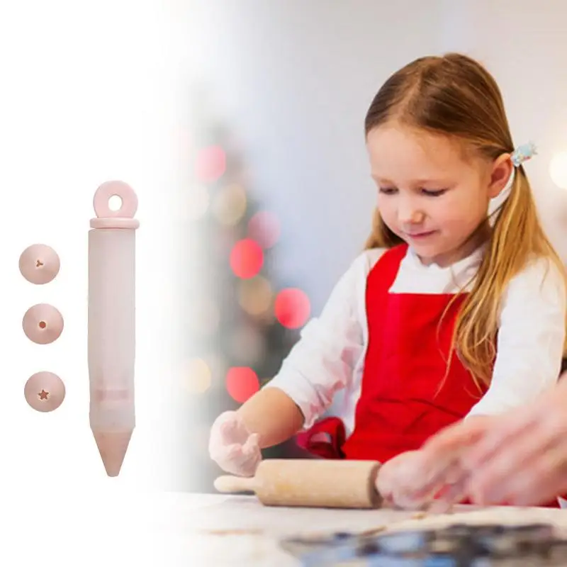 Cake Decorating Tool with 4 Nozzles Cookie Icing Piping Syringe Silicone Food Writing Pen for Dessert DIY Chocolate Cream Pastry baking supplies cake tools cake decorating kit edible food coloring pens