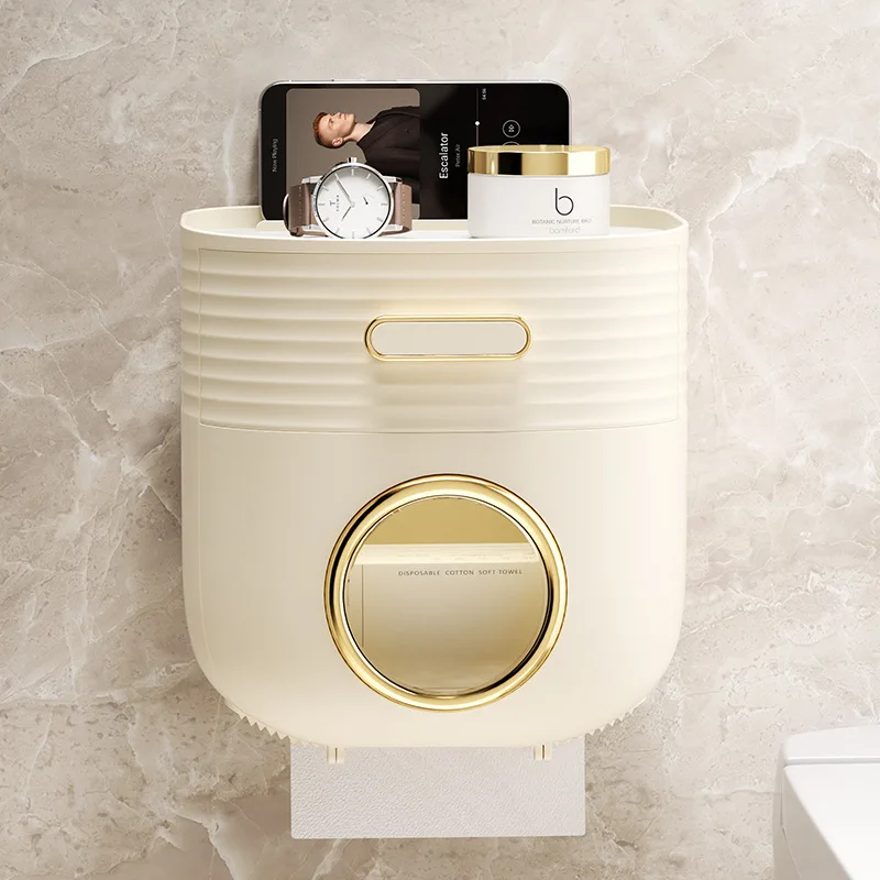White toilet paper holder bathroom storage rack storage box tissue box non punched waterproof bathroom rack accessories