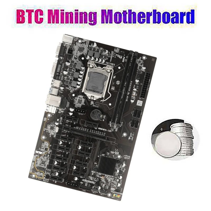 B250 BTC Mining Motherboard With G3900 CPU+8G DDR4 RAM+Fan+Screwdriver 12 PCIE Graphics Slot LGA1151 DDR4 DIMM SATA3.0 best computer motherboard for gaming