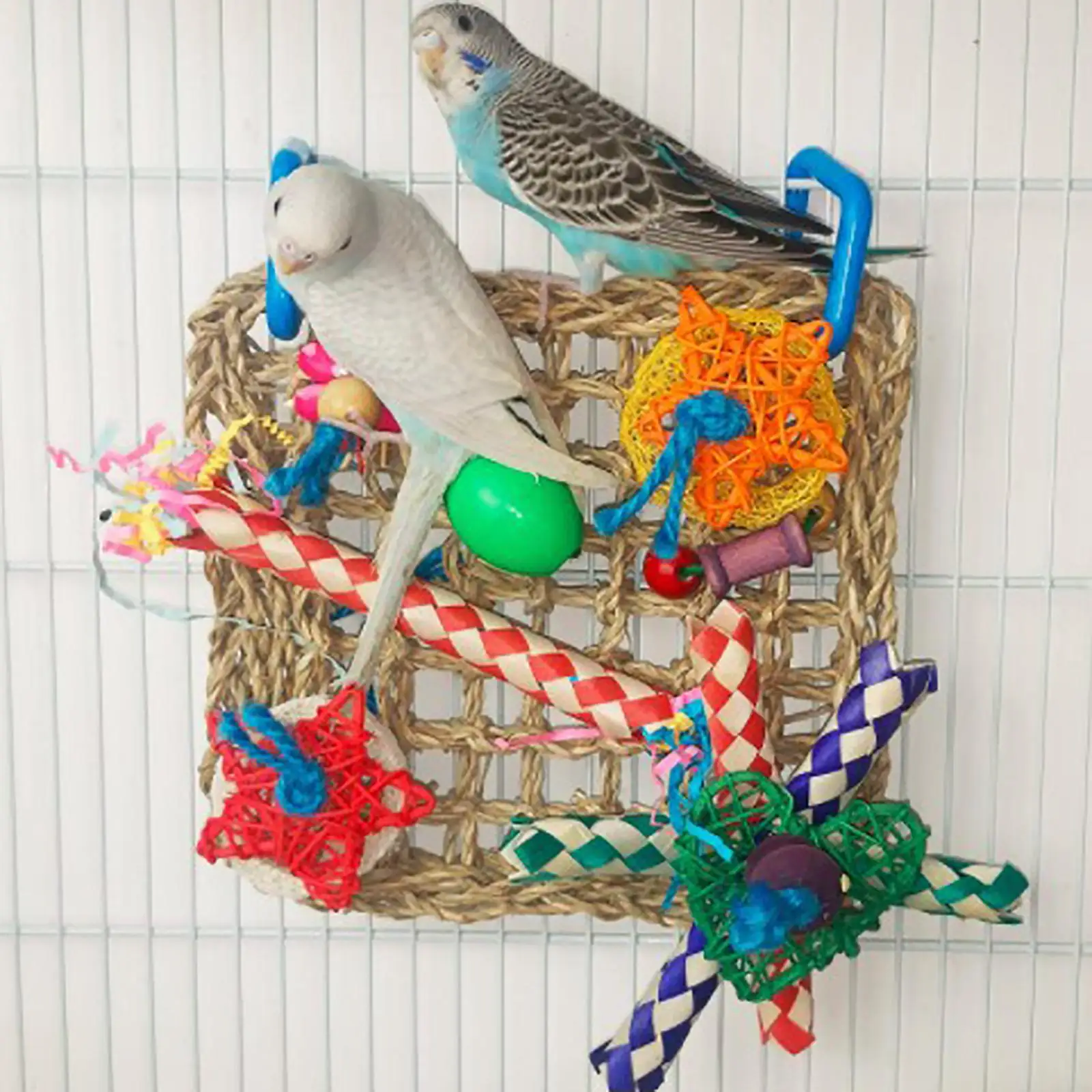 Colorful Pet Bird Foraging Wall Toy Parrot Chewing Toy Cage Accessories Hanging Climbing Hammock Woven Mat for Budgie Macaws