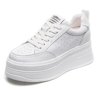 2025 Spring New Genuine Leather Casual Women's Shoes Thick Sole Inner Heightened Small White Shoes Women's Casual Sports Shoes 2