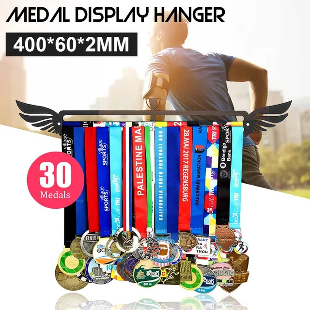 Porta Medaglie Marathon Sport In Acciaio - Display Per Fino A 30 Medaglie, Nero Opaco - Foto 7