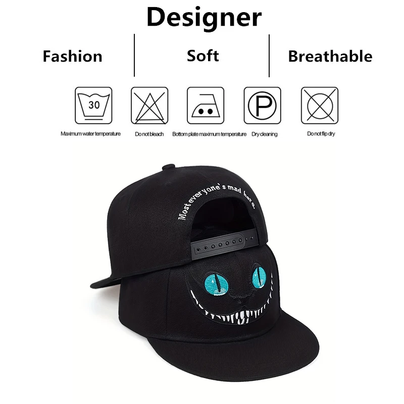 Unisex Cartoon Cat Embroidery Hip-hop Hats Spring Autumn Outdoor Adjustable Casual Baseball Caps Sunscreen Hat baseball caps