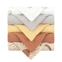 Set of 5 Soft Cotton Gauze Baby Washcloths - Absorbent and Gentle (New-5)