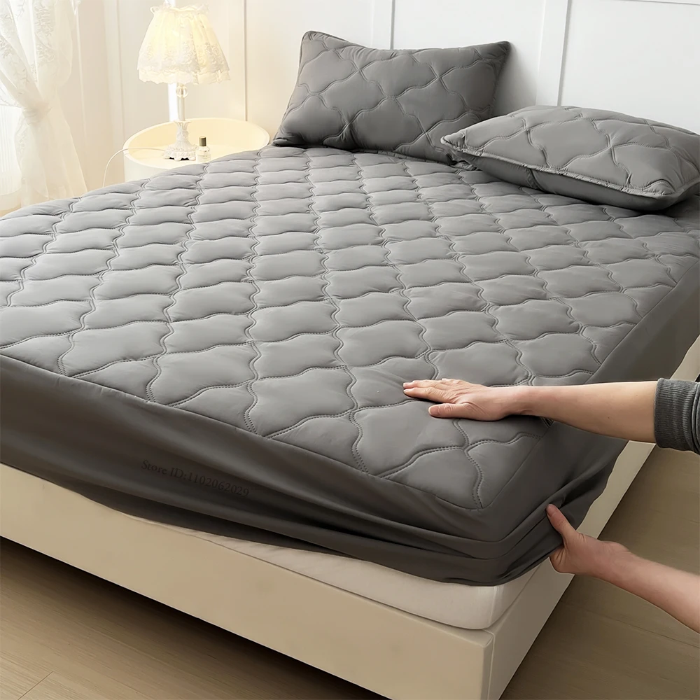 Waterproof Mattress Coverlets Elastic Band Protector Pads Bedspreads Cover Fitted Bed Sheets for Single/Double/King/Queen Bed 3