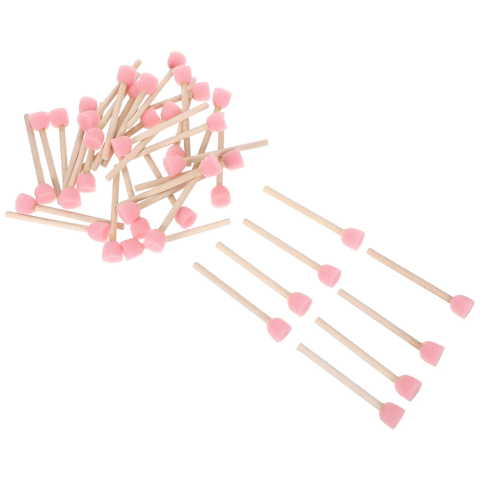 40Pcs 라운드 스폰지 브러쉬 세트 나무 손잡이 소프트 헤드 페인팅 예술 공예 유치원 손가락 페인팅 도구