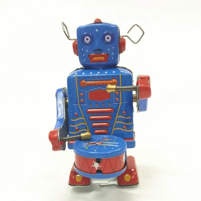New Retro Clockwork Wind Up Metal Walking Robot Toy Vintage Collectible Kids Gift 1