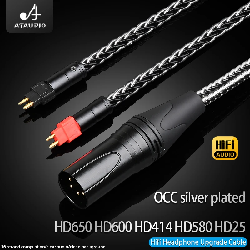 ATAUDIO 16-Core OCC HiFi Stereo Headphone Cable 3.5mm/2.5mm/4.4mm/XLR 8