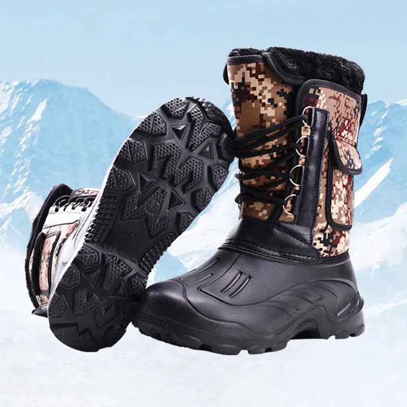 Bottes de pêche sur glace imperméables antidérapantes avec doublure polaire épaisse pour hiver