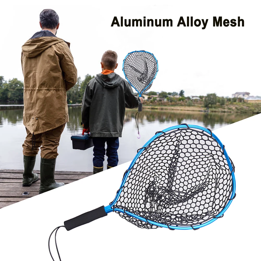 30*35cm Portable Fishing Net Fly Fishing Landing Net Outdoor Fishing Blue  Soft Rubber Landing Net Eva Handle Fishing Nets Tool - AliExpress