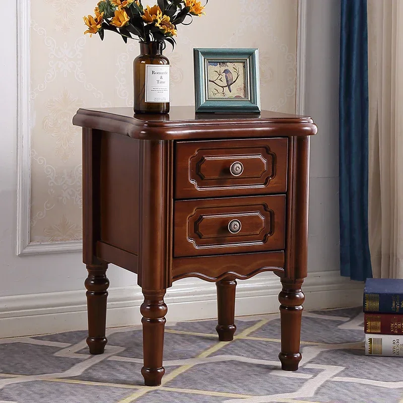0J American Bedside Table Solid Wood Simple Modern Walnut Home Living Room Sofa Corner Cabinet Bedside Storage