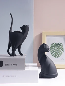 Sculpture de chat de style minimaliste, décoration d'intérieur pour cafés et librairie, design créatif de forme mignonne, option cadeau parfaite 1