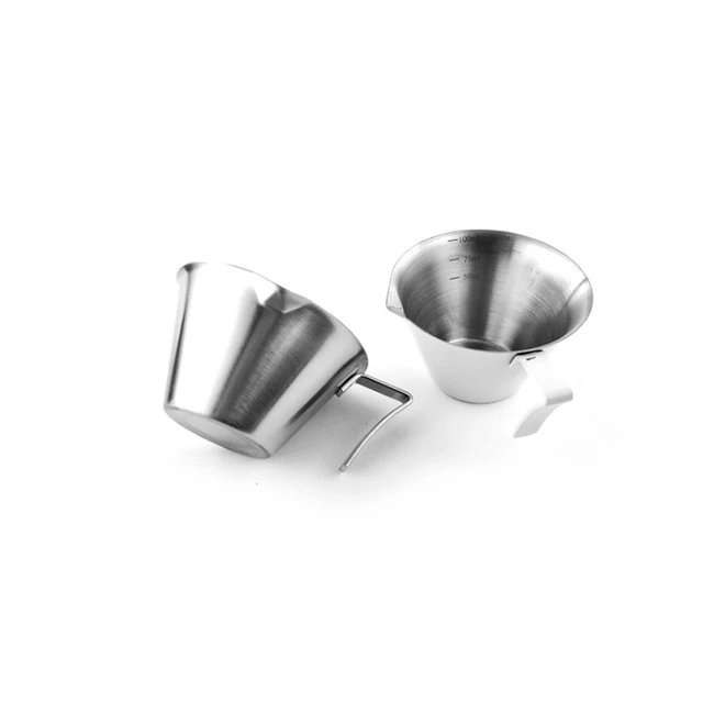 Espresso Shot Cups with Handle Espresso Measuring Cup Dishwasher Safe 2/3  Pack Stainless Steel Pouring Cup Home Barista Tools