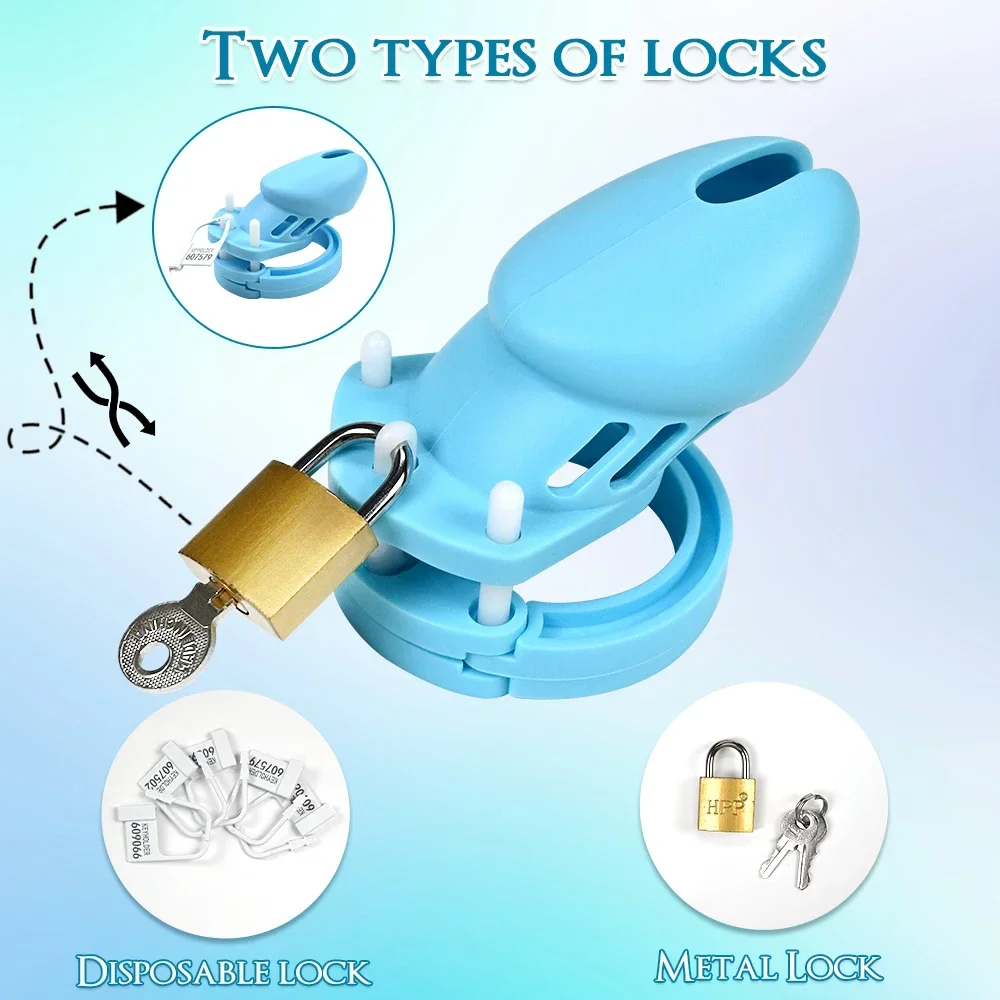 Male Penis Lock Chastity Cage for Men Virginity Breathable Cock Ring Men's CB Cock Cage with Lock Key SM Urethra Device Toy
