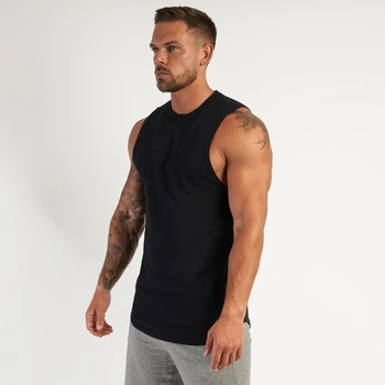 Cotton Fitness Clothing Mens Plain Sleeveless Shirt Gym Stringer Tank Top Blank Workout Shirt Muscle Tee Bodybuilding Vest 1