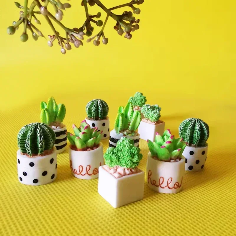 10 pcs Resin Succulents Plants Doll House Miniatures Fairy Garden Gnome Moss Terrarium Decor Crafts Bonsai ornament crafts,miniature figurines,resin ornaments,miniature ornament,resin crafts,resin succulent crafts