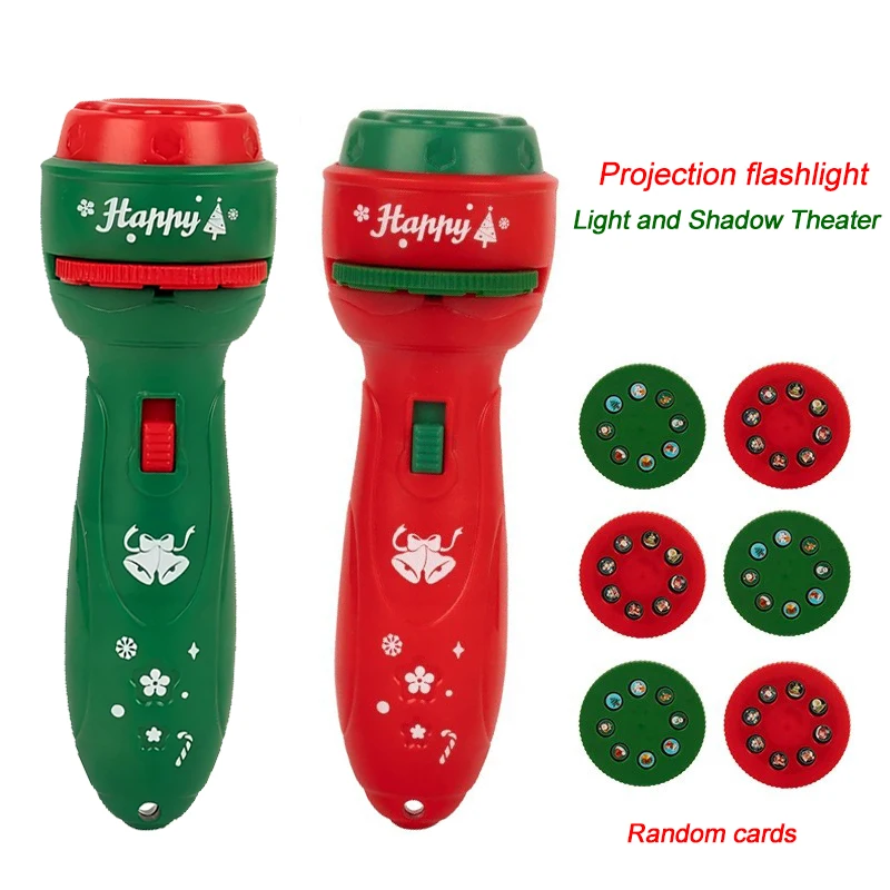 Christmas cartoon projection flashlight creative children flashlight toy projector baby toys bedtime story book toy for kids