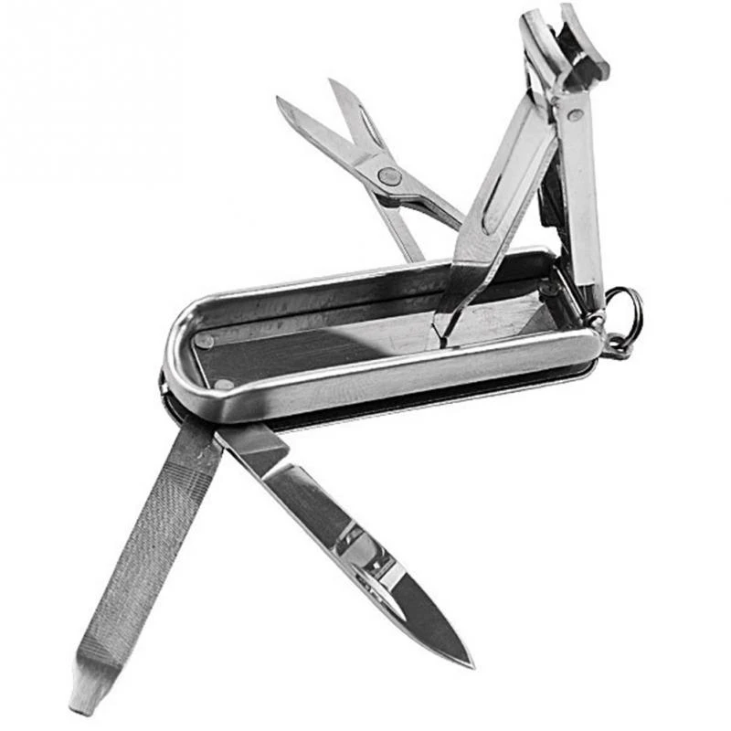 5 In 1 Multi functional Folding Manicure Nail Clipper Stainless Steel Scissors Lima Knife With Key tools